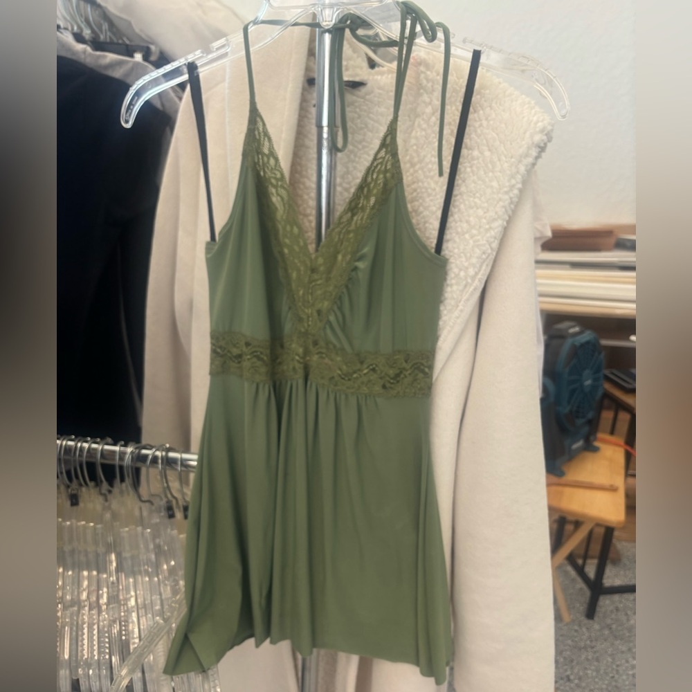 Lipstick Boutique Olive Green Lace Trim Slip